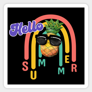 Hello Summer Funny pineapple with sunglasses enjoy summertime on a  beach vacation Magnet